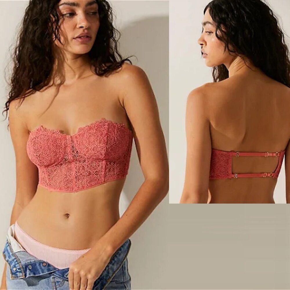 New Free People Madi Lace Coral Corset Size M